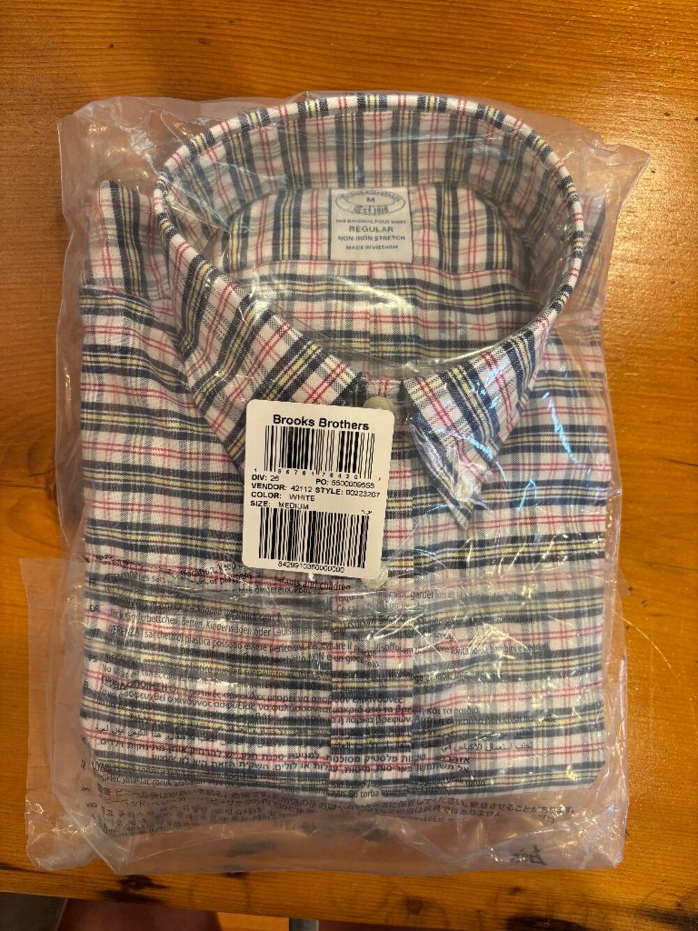 NWT Brooks Brothers The Original Polo Shirt- long sleeve plaid oxford